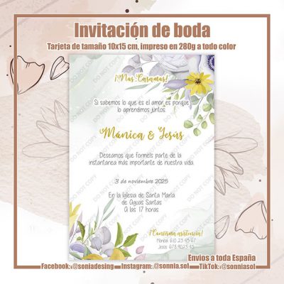 Invitación amarilla gris púrpura