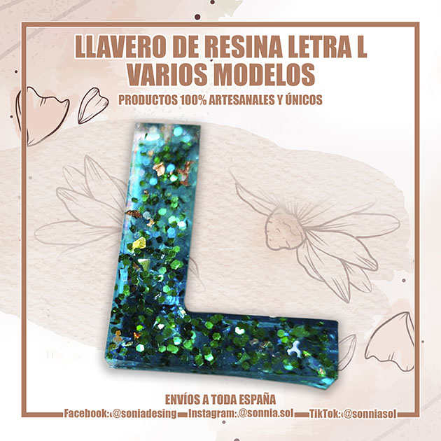 Llavero resina letra L