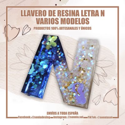 Llavero de resina letra N