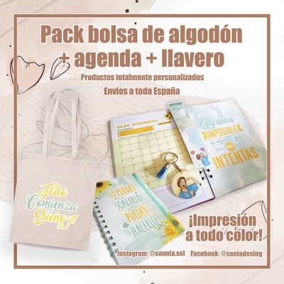 Pack Totebag + Agenda + Llavero + marcapáginas