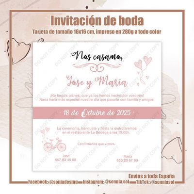 Invitación bici rosa