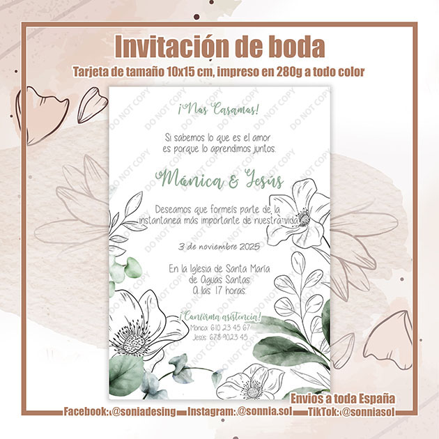 Invitación flor blanca