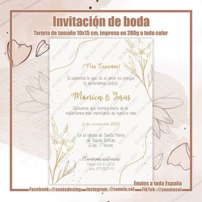 Invitación flor dorada