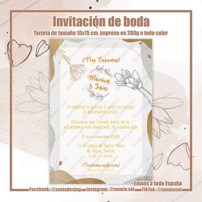 Invitación gris y dorado