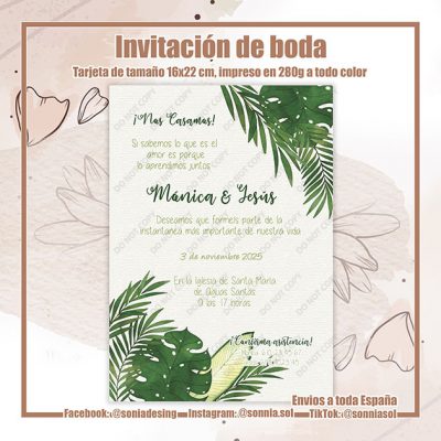 Invitación hojas tropical