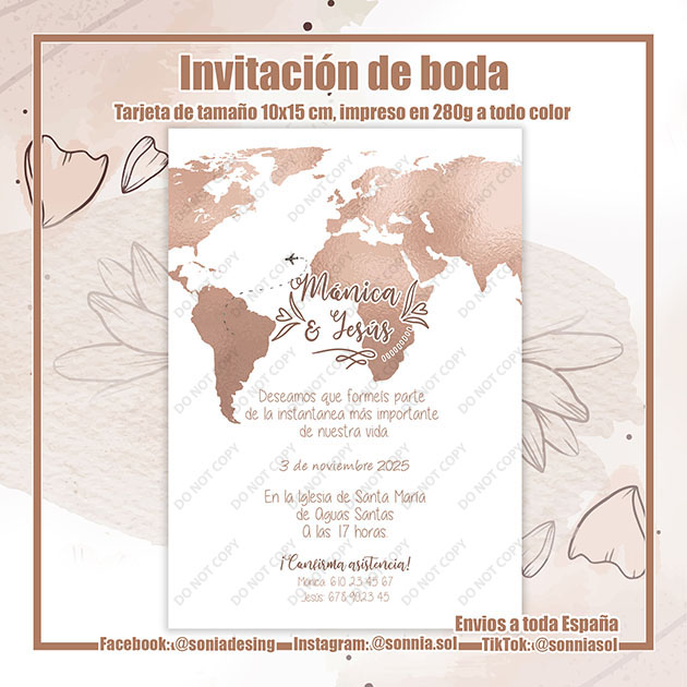 Invitación mapa mundo