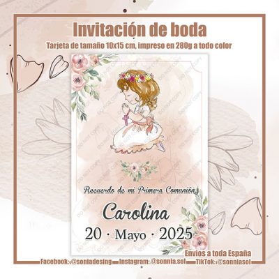 Recordatorio niña rosa