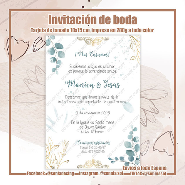 Invitación verde ramas