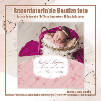 Recordatorio de bautizo foto P