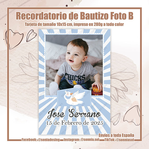 Recordatorio de bautizo foto B