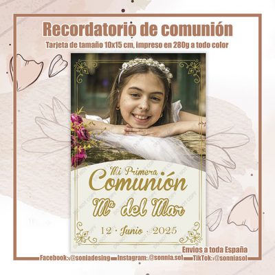Recordatorio comunión niña foto