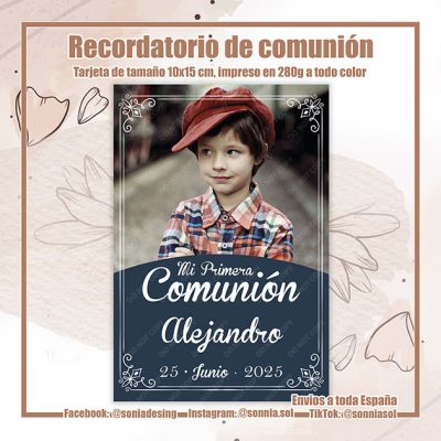Recordatorio comunión niño foto