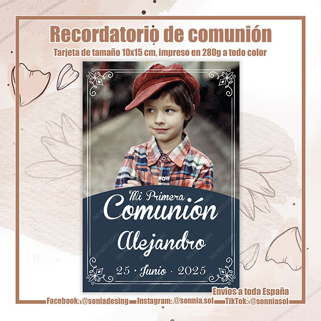 Recordatorio comunión niño foto