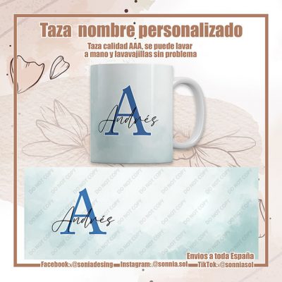 Taza nombre color azul