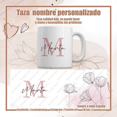 Taza nombre color rosa