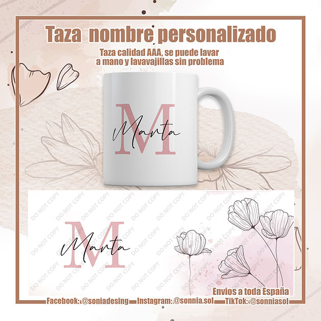 Taza nombre color rosa