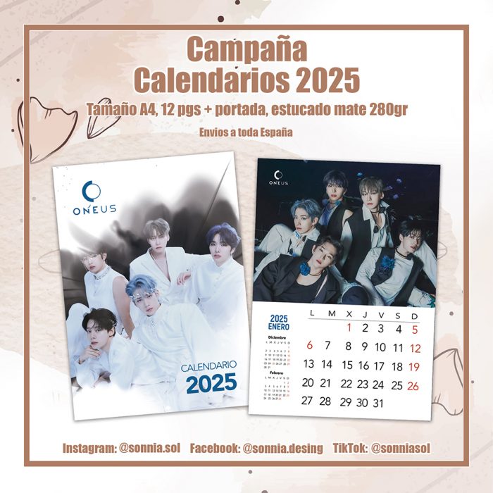 Calendario A4 2025 Oneus